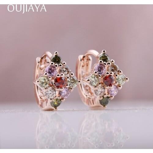 OUJIAYA New White Water Drop square 585 Rose Gold Wedding Women earrings Natural Zircon Dangle Earrings Party Jewelry A188