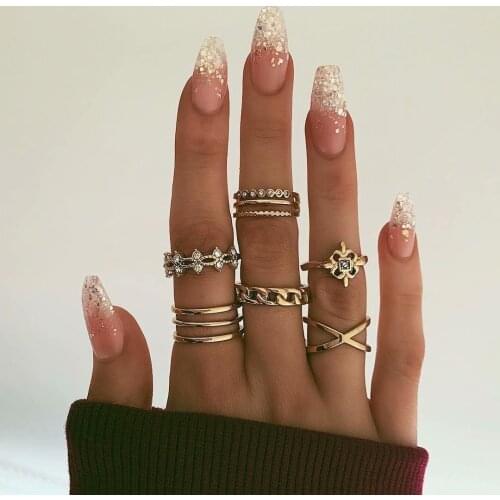 Cross Joint Ring Creative Flower Ring Set Teen Girls Matching Rings for Women Anillos Jewelry Sets Bague Femme Ringen Fashion