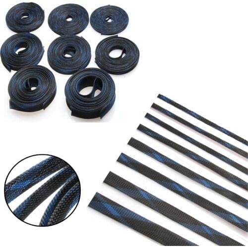 1M 5M PET Expandable Braided Cable Sleeve Insulation Wire Protecting Nylon wire Sheathing 3 4 6 8 10 12 14 16 20 25 30mm