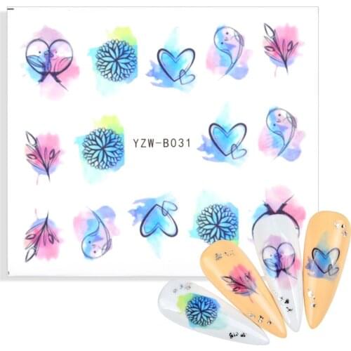 1pcs Sexy Girl Geometric Lines Nail Water Stickers Spring Simple Flower Leaves Decals Slider DIY Nail Art Decoration