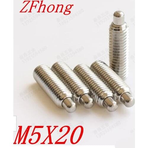 10pcs M5*20 Hex Socket spring loaded pin plunger stainless steel 304