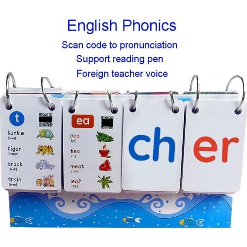 252PCS English Phonics Word Books Cards FlashCards Everyday Phrases Study Calendar Children Kids Montessori Learning Educational