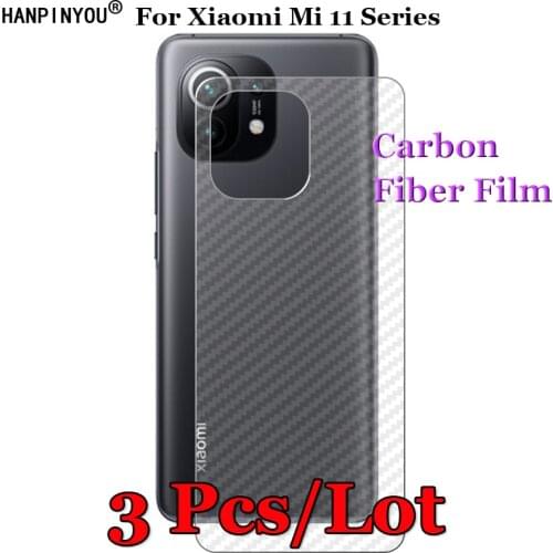 3 Pcs/Lot For Xiaomi Mi 11 11X 11i Pro Lite Ultra 3D Non-slip Clear Carbon Fiber Back Film Screen Protector Sticker