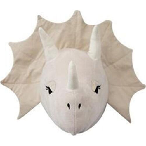 3D Cartoon Animal Head Dinosaur Stuffed Plush Toy for Children Room Wall Decor GXMB