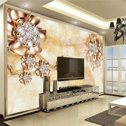 Beibehang 3D flooring Wall paper Marble Diamond Jewelry TV Background Modern Europe Art Mural wallpaper for Living Room behang