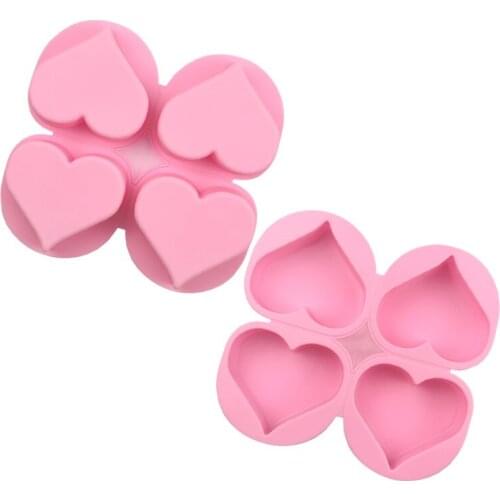 4 Cavity Love Heart Soap Making Mould DIY Silicone Soap Molds Handmade Cake Decoration Resin Crafts Fondant Cake Mould