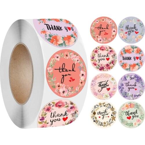 500pcs Round Labels Thank You Kraft Paper Packaging Sticker for Candy Dragee Gift Box Packing Bag Wedding Flower Thanks Stickers