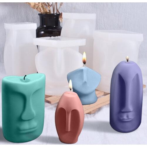 Abstract Human Face Silicone Candle Mold DIY Bportrait Geometry Candle Making Handmade Soap Resin Mold Gifts Craft Home Decor