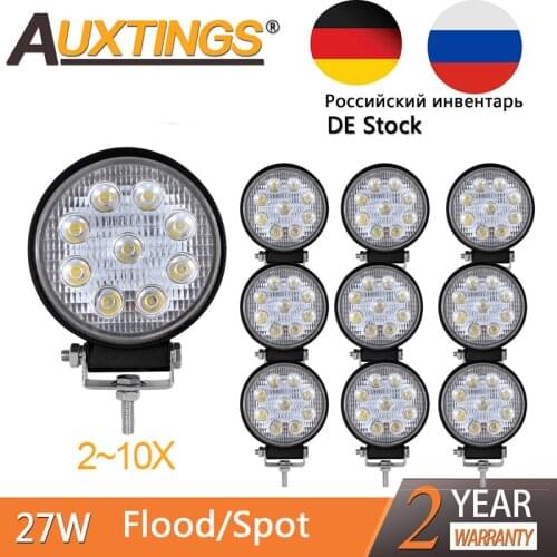 Auxtings 2X 10X 12V 24V 27W LED Car Work Light Bar Motorcycle Lamps Spot LED Light Bar LED Car Foglight for Off Road For Jeep