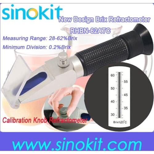 Free Shipping New Design Calibration knob 28-62%Brix refractometer RHBN-62ATC