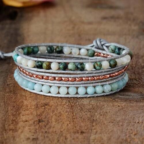 EVOLUTION NATURAL STONE BRACELET Leather Bangles Bracelets Femme Designer Beads Bracelets