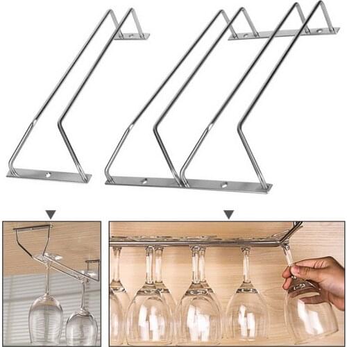 Useful Stainless Steel Wine Rack Glass Holder Hanging Bar Hanger Shelf Kitchen Organizer