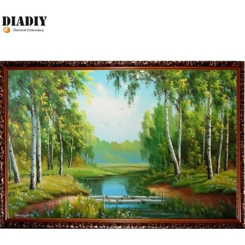 DIY Diamond Painting Cross Stitch Forest cypress kit Diamond Embroidery round Diamond mosaic pasted full Crafts Needlework