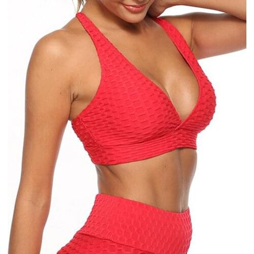 Women Sexy Deep V Neck Padded Wireless Push Up Sports Bra Brassiere Underwear 2021