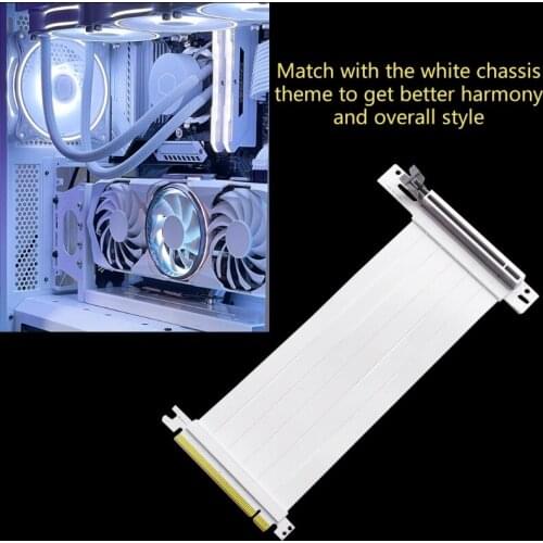 White PCI Express 16x Flexible Cable Riser Card Connector PCI-E X16 Extension Port Adapter For Graphics Vertical GTX RX