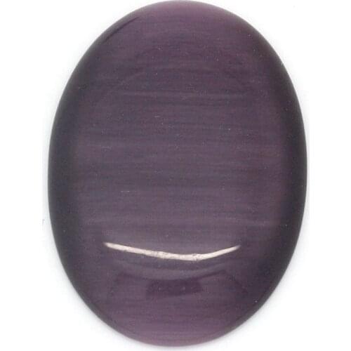 8SEASONS Created Glass Created Cats Eye Cabochon Oval Purple 25x18mm,10PCs (B27416)