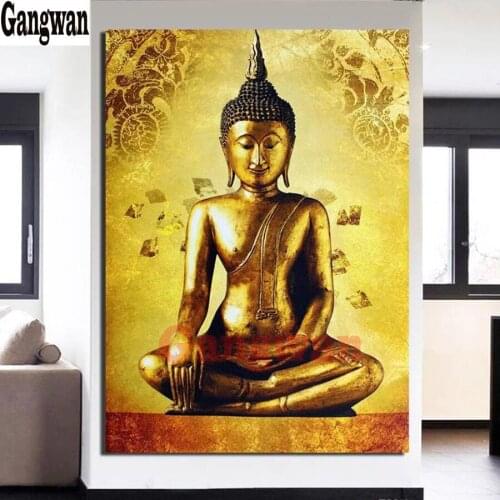 5d diy diamond painting Golden buddha statue Full square round drill embroidery diamond mosaic sale religion icon cross stitch