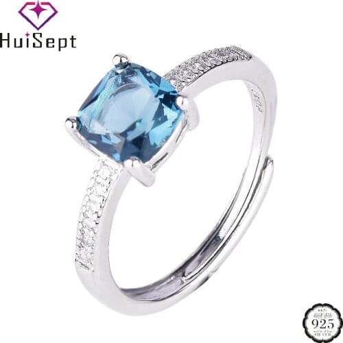 HuiSept Fashion Silver 925 Women Ring Jewelry with Emerald Zircon Gemstone Finger Rings for Wedding Engagement Party Accessories