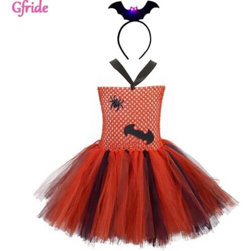 Summer Girls Halloween Bat Costume For Kids Animal Tutu Dress With Headband Insect Theme Sleeveless Dress Performance Clothes