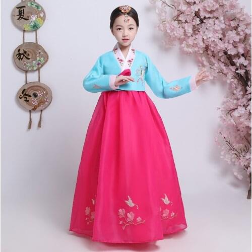 New Traditional Korean Clothing Children Embroidered Hanbok Korean Costume Girls Baby Hanbok Dress Cosplay Hanbok Dress SL1350