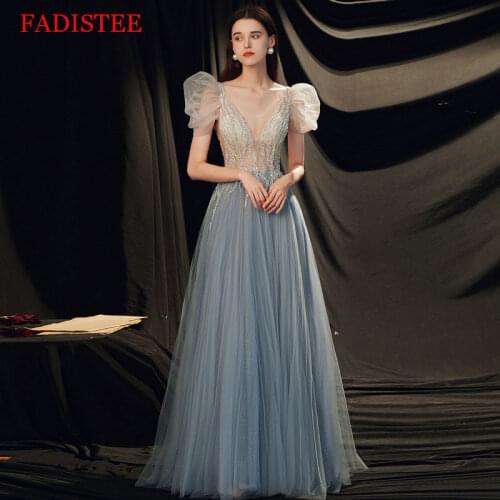 New Style V-neck Prom Dresses Short Puffy Sleeves Robe De Soirée De Mariage Vestido De Fiesta De Boda Платья для выпускного