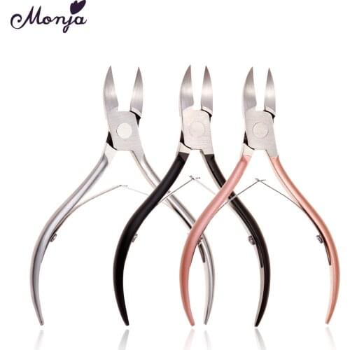 Monja 3 Color Nail Art Cuticle Scissors Stainless Steel Fingernail Cuticle Cutting Dead Skin Remove Clipper Nipper Manicure Tool