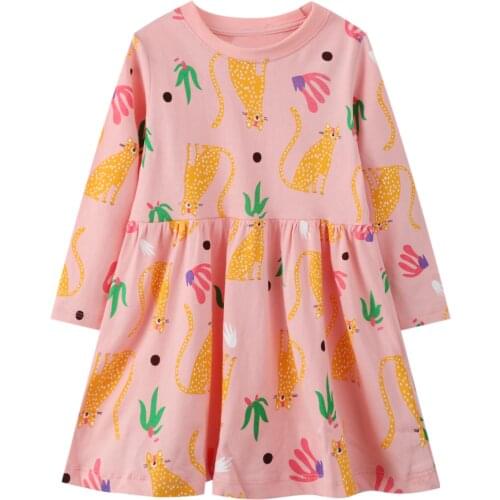 Casual Dress Princess Costume Long Sleeve Kids Dresses for Girls Clothes Rainbow Appliques Baby Girls Dress Toddler Clothing