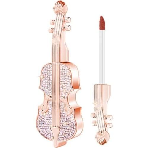 Violin Lipstick Elegant Lady Red Velvet Matte Moisturizing Lip Glaze Diamond Beautiful Natural Care Lips Gloss TSLM1