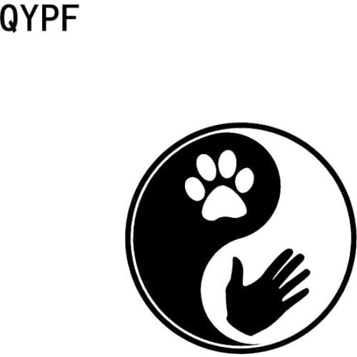 QYPF 12.7CM*12.7CM Handprint Vinyl Yin And Yang Car Sticker Decal Black Sliver C17-00094