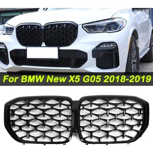 1Pair Diamond Black Front Hood Kidney Grille Grill For BMW New X5 G05 2018 2019 Grille Front Bumper Racing Grill Car Styling