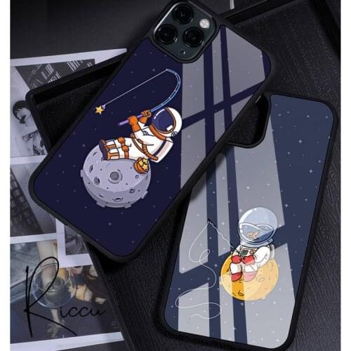 Cute Cartoon Astronaut Star Space Phone Case Rubber for iPhone 12 11 Pro Max XS 8 7 6 6S Plus X 5S SE 2020 XR 12 Mini case