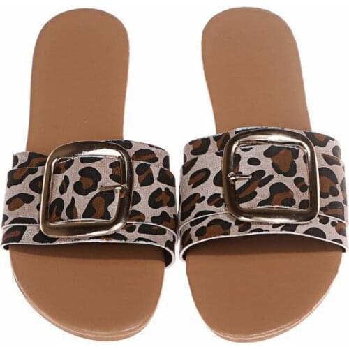 Womens Flats Sandals - Slip On Comfortable Casual Leopard Flat Shoes