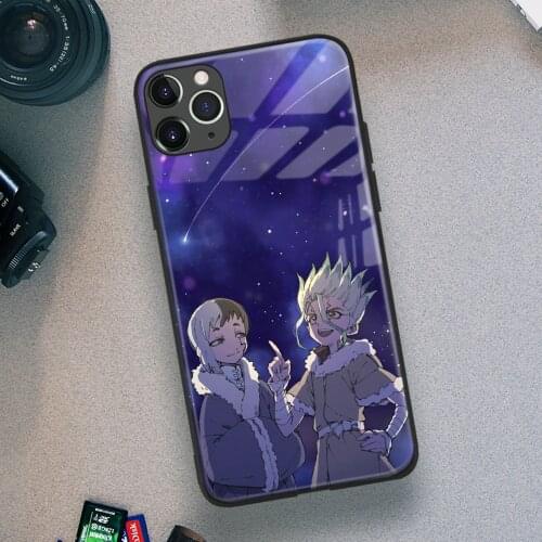 Senku and Gen Dr. Stone Manga Anime Soft TPU Glass Phone Case for IPhone SE 6s 7 8 Plus X Xr Xs 11 12 Mini Pro Max Samsung Redmi