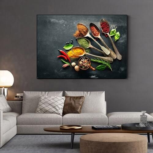 Modern Kitchen Wall Art Canvas Painting Seasoning Picture Print on Canvas Posters And Print Wall Pictures for Kitchen Room Decor