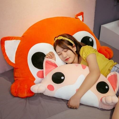 Cute cat, dog, monkey, fox-shaped cartoon pillows for children, plush soft fabric bedside back as birthday gifts for children