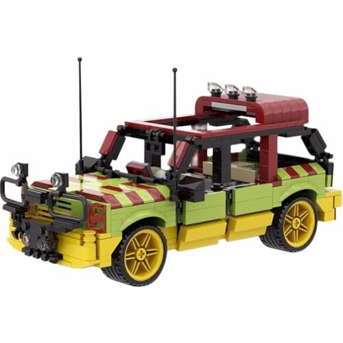 Park Explorer Jurassic car Explorer Soldier Building Blocks German Willis Jeeped antiaircraft Movie Collection gun Child