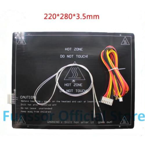 12V heat bed Large build area 200*280*3.5mm Black Aluminium heat bed 3D Print Heat bed Hot Plate for 3D Printer