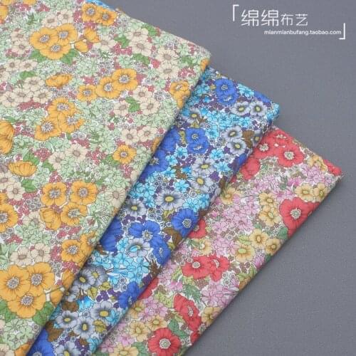50*147cm Japanese Style And Style Mulberry Cotton Big Floral Print Cotton Fabric Suit Dress Clothing Fabric Handmade DIY Fabric