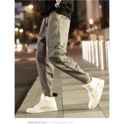 Street Wear, Black Harem Pants, Mens Punk Pants with Elastic Waist with Ribbons, Casual Skinny Jogging Pants, Men Hip Hop Pants