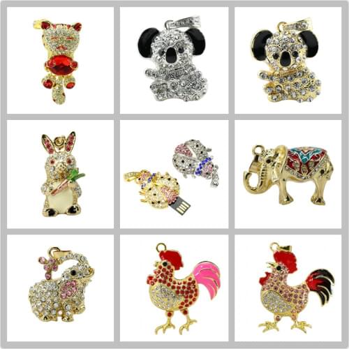 11 style Animal Koala USB Flash Drive 8G 16G 32G 64GB USB 2.0 Pen Drive Ladybug Shape Crystal Elephant Cat Pendrive Memory Stick