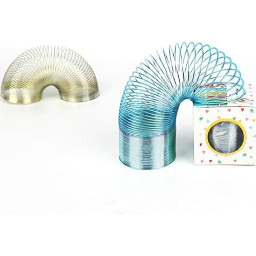 1Pcs 48x58mm Flat Metal Rainbow Circle Funny Classic Wave Ring Spring Toys Multi Color Magic Science Spring