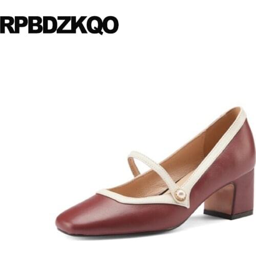 Strap 11 43 High Heels Big Size Bridesmaid Pearl Multi Colored Medium 10 42 Thick Square Toe Ladies Dress Shoes Pumps Mary Jane