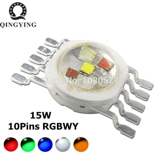 2PCS 15W 10pins RGBWY LED Diode High Power LED 15 Watt Colorful COB Light Source For DIY molding LED Stage