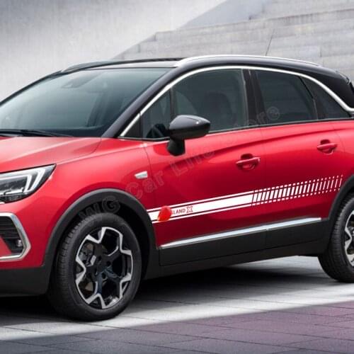 2 Pcs Self Adhesive Car Stickers for Opel Crossland X Decoration Racing Sports Long Stripe Sticker Auto Styling Sport Decals