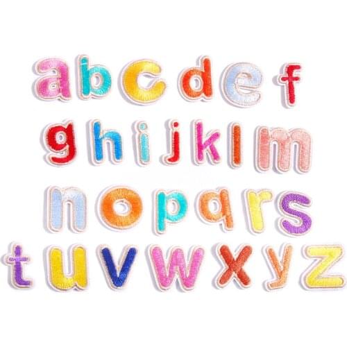 26pcs Embroidered English Alphabet Letter Colorful Patches 3D Sewing Letters Cotton Sheet For Clothes Jeans Diy Name
