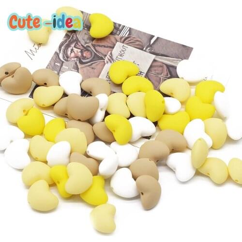 Cute-idea 30PCS Baby Heart beads chew teething Nursing beads baby goods DIY infants Pacifier Chain toys Accessories Food Grade