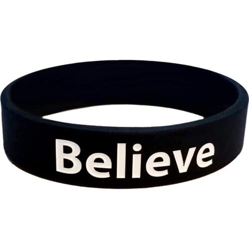 300pcs Motivational Gifts Believe Black With White Silicone Bracelets Rubber Wristbands Free Shipping by DHL