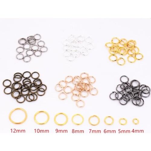 4/5/6/7/8/9/10/12mm 200pcs/lot Connection Ring Open Ring For Making Jewelry Six Colors Single Ring wholesale