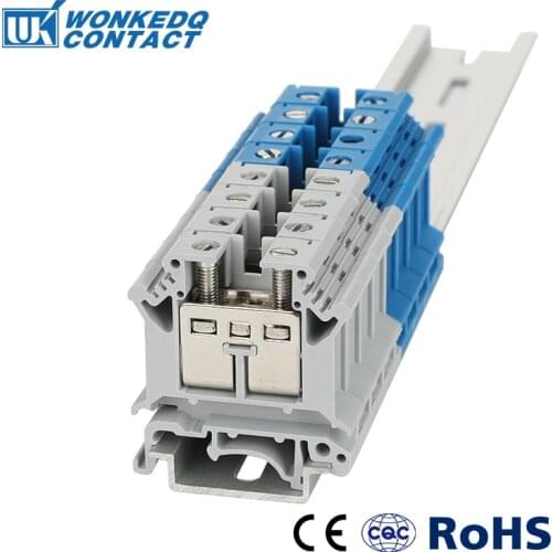 10Pcs UIK16 Installation Universal Screw Feed-through Strip Plug Wire Electrical Connector DIN Rail Terminal Block UIK 16