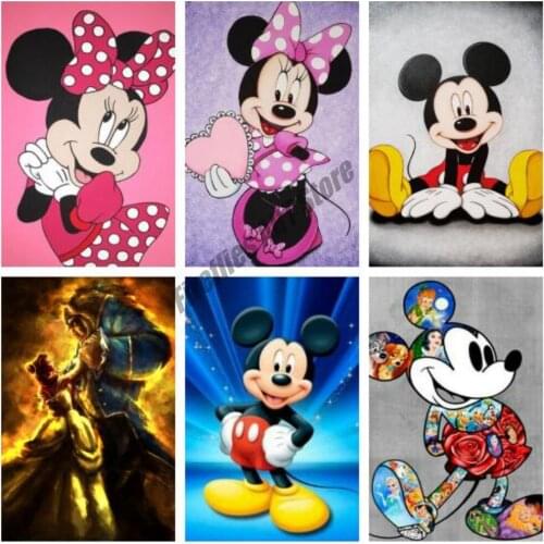 Diamond Painting Disney Princess Dances with The Beast Cross Stitch Kits Mosaic Cartoon Rhinestone Wall Decor Home Decoration